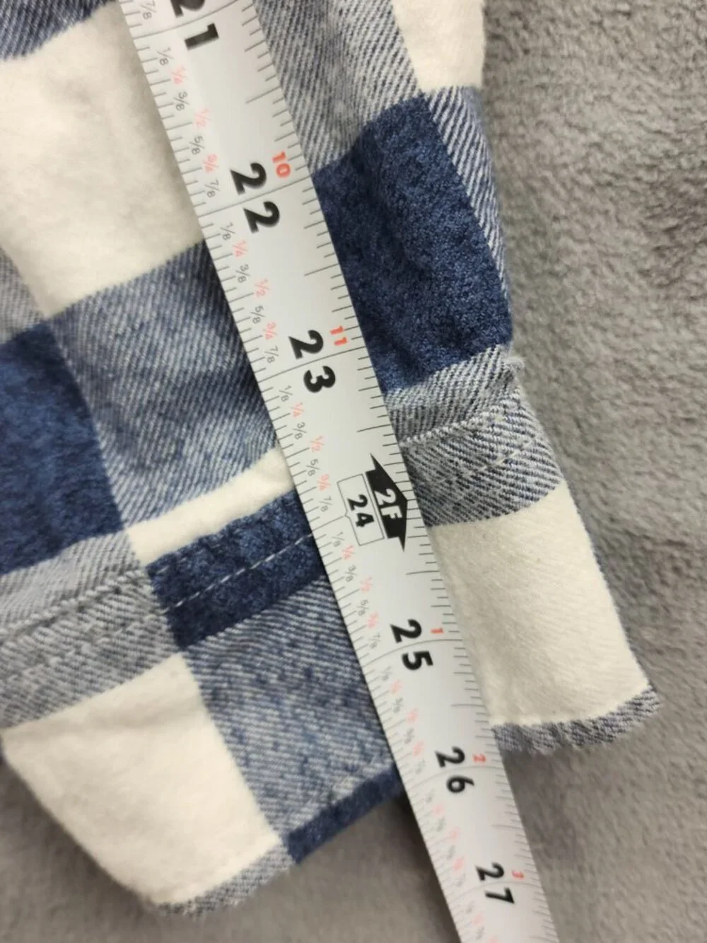 Goodfellow & Co Flannel Shirt Men L Blue White Buffalo Plaid 100% Cotton Standar - Picture 8 of 13